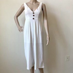 Morning Mist Jumpsuit Women Size 6 Off White Cropped Wide Leg Tie Back Cut Out